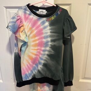 Lola and The Boys RAINBOW TIE DYE RUFFLE SET